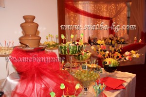 Шоколадов фонтан за сватба от сватбена агенция Вълшебниците