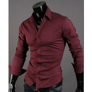 Мъжка риза - бордо Neckline stylish M-L