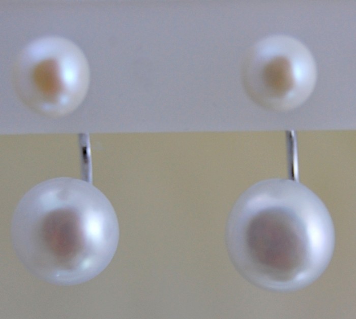 Интересни обеци *Криси* от естествени бели перли, клас АА