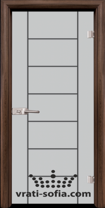 Стъклена интериорна врата, Gravur G 13-6, каса Орех 