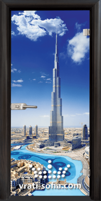 Стъклена интериорна врата, Print G 13-16 Dubai, каса Венге 