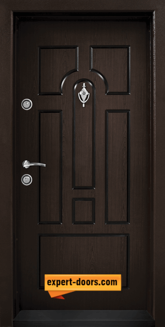 Блиндирана входна врата модел T-108, панел Тъмен орех