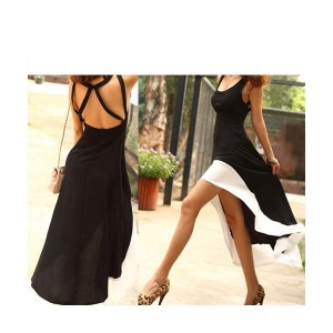 Дълга парти рокля с гол гръб и секси U - образно деколте